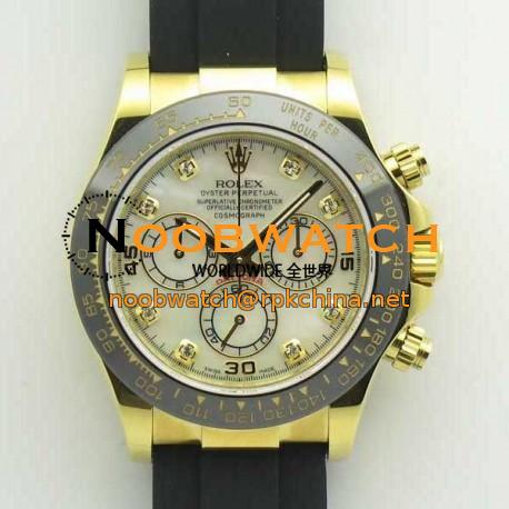 Replica Rolex Daytona Cosmograph 116518LN JH Yellow Gold Mother Of Pearl Dial Swiss 4130 Run 6@SEC