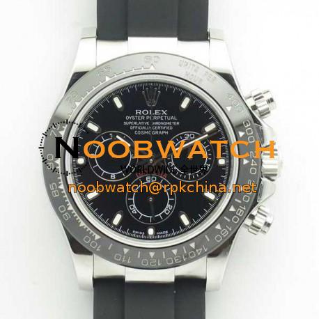 Replica Rolex Daytona Cosmograph 116519LN JH Stainless Steel Black Dial Swiss 4130 Run 6@SEC