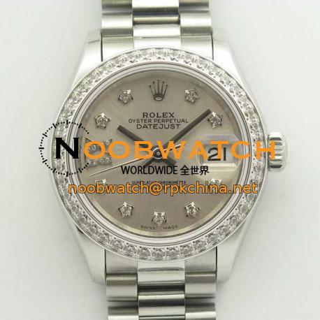 Replica Rolex Lady Datejust 28 279136RBR 28MM BP Stainless Steel & Diamonds Silver Dial Swiss 2671