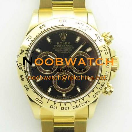 Replica Rolex Daytona Cosmograph 116508 BP Yellow Gold Black Dial Dial Swiss 4130 Run 6@SEC