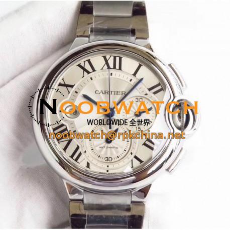 Replica Cartier Ballon Bleu Chronograph W6920076 ZF Stainless Steel Silver Dial Swiss 8101 MC