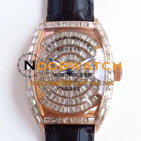 Replica Franck Muller Cintree Curvex 8880 CC AT D ABF Rose Gold & Diamonds Diamond Dial Swiss 2824-2