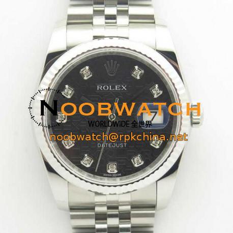 Replica Rolex Datejust 36MM 116234 DJ V2 Stainless Steel Black Anniversary Jubilee Dial Swiss 3135