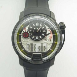 Replica HYT H1 Titanium Black DLC 148-DL-21-GF-RU CY PVD Black Dial M8215