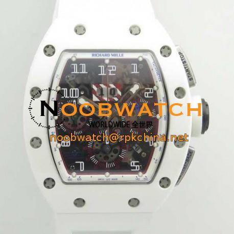 Replica Richard Mille RM011-FM Felipe Massa Flyback Dubai Chronograph KV White Ceramic White Skeleton Dial Swiss 7750