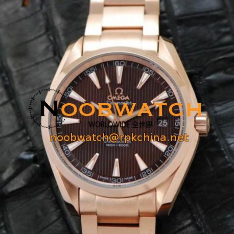 Replica Omega Aqua Terra 41MM Rose Gold Brown Dial Swiss 8501