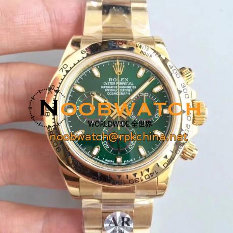 Replica Rolex Daytona Cosmograph 116508 AR Stainless Steel 904L With 18K Yellow Gold Wrapped Green Dial Swiss 4130 Run 6@SEC