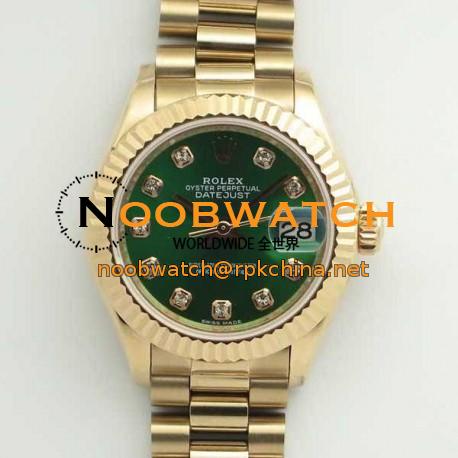 Replica Rolex Lady Datejust 28 279165 28MM BP Rose Gold Green Dial Swiss 2671