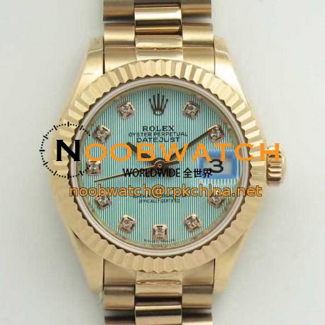 Replica Rolex Lady Datejust 28 279165 28MM BP Rose Gold Ice Blue Dial Swiss 2671