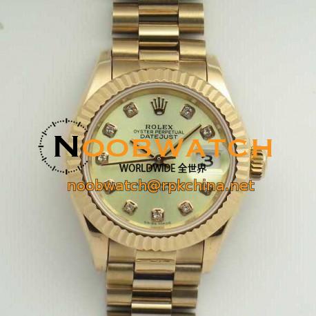 Replica Rolex Lady Datejust 28 279165 28MM BP Rose Gold Yellow Mother Of Pearl Dial Swiss 2671