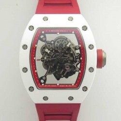 Replica Richard Mille RM055 KV V2 White Ceramic Red Skeleton Dial M8215