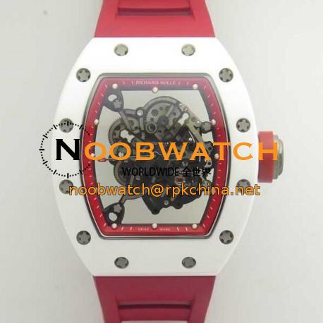 Replica Richard Mille RM055 KV V2 White Ceramic Red Skeleton Dial M8215