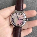 Replica Ballon Bleu De Cartier Ladies 33MM WSBB0002 CR Stainless Steel Pink Mother Of Pearl Dial Swiss Calibre 076