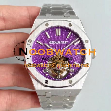 Replica Audemars Piguet Royal Oak Tourbillon Extra Thin 26522 R8 Stainless Steel Violet Dial Swiss 2924