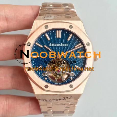 Replica Audemars Piguet Royal Oak Tourbillon Extra Thin 26522 R8 Rose Gold Blue Dial Swiss 2924