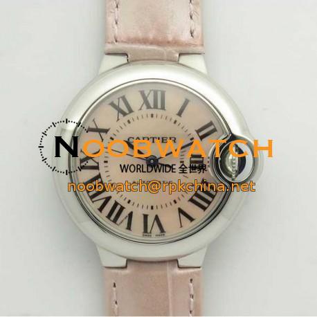 Replica Ballon Bleu De Cartier Ladies 33MM WSBB0002 V6 Stainless Steel Pink Mother Of Pearl Dial Seiko NH05A