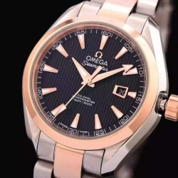 Replica Omega Aqua Terra Lady 34MM Rose Gold & Stainless Steel Black Dial Swiss 8520