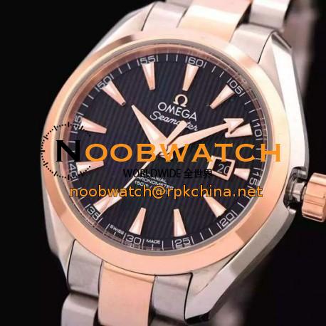 Replica Omega Aqua Terra Lady 34MM Rose Gold & Stainless Steel Black Dial Swiss 8520