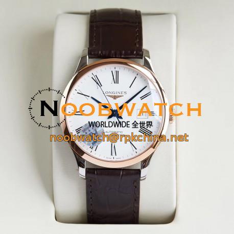 Replica Longines Record L2.821.4.11.2 AF Stainless Steel & Rose Gold White Dial Swiss L888.4