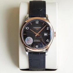 Replica Longines Record L2.821.4.56.2 AF Stainless Steel & Rose Gold Black Dial Swiss L888.4