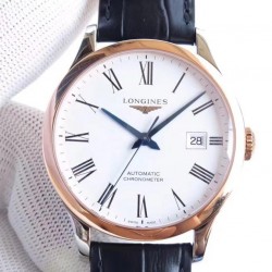 Replica Longines Record L2.821.4.11.2 AF Stainless Steel & Rose Gold White Dial Swiss L888.4