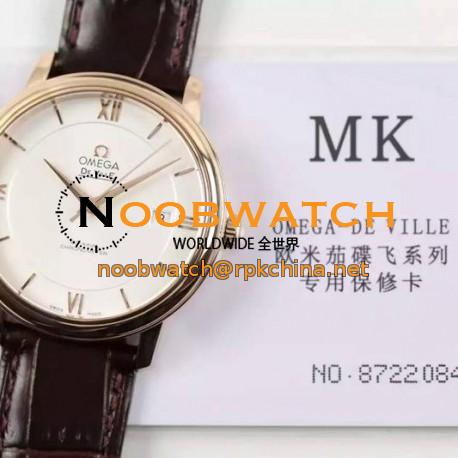 Replica Omega De Ville 39MM Rose Gold White Dial Swiss 2500