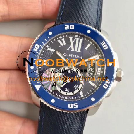 Replica Calibre De Cartier Diver WSCA0010 42MM JF Stainless Steel Blue Dial A23J