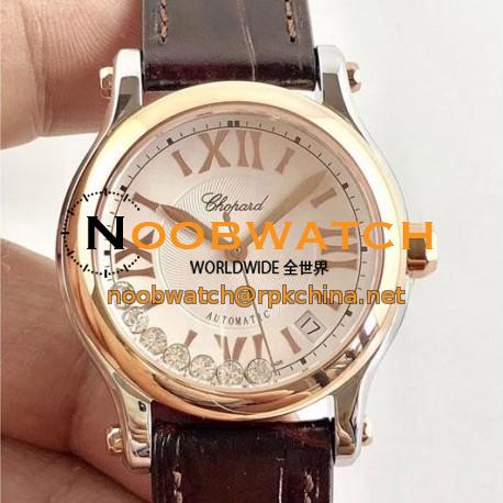 Replica Chopard Happy Sport 36MM Automatic 278559-6001 N Stainless Steel & Rose Gold Silver & Diamond Dial Swiss 2892