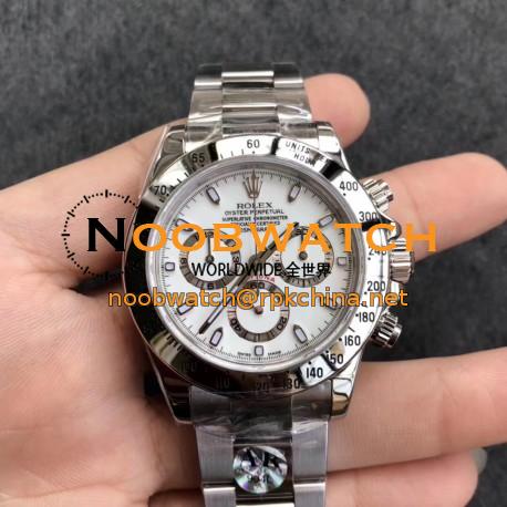 Replica Rolex Daytona Cosmograph 116520 AR V2 Stainless Steel 904L White Dial Swiss 4130 Run 6@SEC