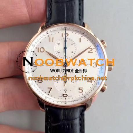 Replica IWC Portugieser Chronograph IW371480 ZF Rose Gold White Dial Swiss 7750