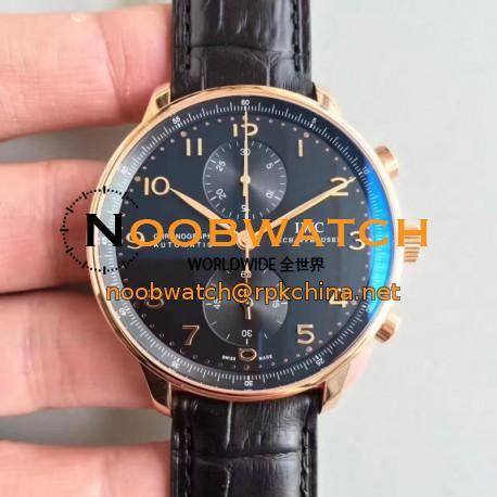 Replica IWC Portugieser Chronograph IW371482 ZF Rose Gold Black Dial Swiss 7750