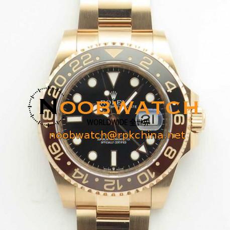 Replica Rolex GMT-Master II 126715CHNR AR Stainless Steel 904L With 24K Rose Gold Wrapped Black Dial Swiss 2836-2