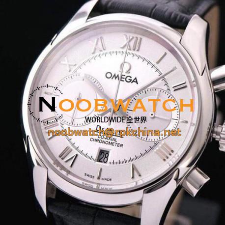 Replica Omega De Ville 42MM Chronograph Stainless Steel White Dial Swiss 9300