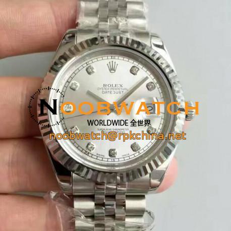 Replica Rolex Datejust II 116334 41MM N Stainless Steel Rhodium & Diamonds Dial Swiss 2836-2