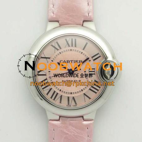 Replica Ballon Bleu De Cartier 33MM WSBB0002 AF Stainless Steel Pink Dial Seiko NH05A