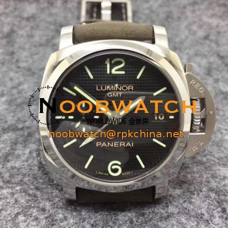 Replica Panerai  Luminor 1950 3 Days GMT PAM535 Q Edition Paris hobnails ZF Stainless Steel Black Dial Swiss P9001