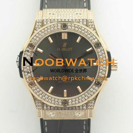 Replica Hublot Classic Fusion King Gold Pave 42MM 511.OX.1181.LR.1704 F16 Rose Gold & Diamonds Grey Dial Swiss 2892