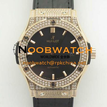 Replica Hublot Classic Fusion King Gold Pave 42MM 511.OX.1181.LR.1704 F16 Rose Gold & Diamonds Black Dial Swiss 2892