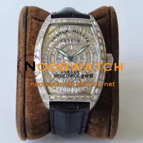 Replica Franck Muller Cintree Curvex 8880 CC AT D ABF Stainless Steel & Diamonds Diamond Dial Swiss 2824-2