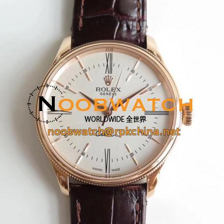 Replica Rolex Cellini 50505 MK V4 Rose Gold White Dial Swiss 3132