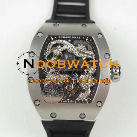 Replica Richard Mille RM057 Tourbillon Dragon  Jackie Chan TW Stainless Steel Black & Silver Skeleton Dial  Swiss Tourbillon