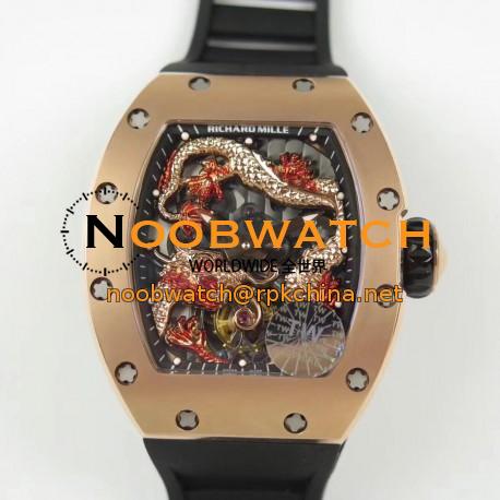 Replica Richard Mille RM057 Tourbillon Dragon  Jackie Chan TW Rose Gold Black & Rose Gold Skeleton Dial  Swiss Tourbillon