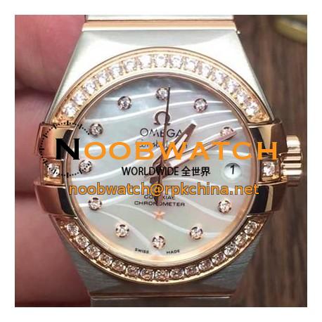 Replica Omega Constellation Double Eagle Lady 27MM Stainless Steel & Rose Gold Blue Dial Swiss 8520