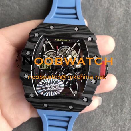 Replica Richard Mille RM35-02 Rafael Nadal KV V2 Forged Carbon Black Skeleton Dial M8215