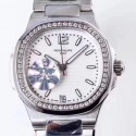 Replica Patek Philippe Nautilus Ladies 7018/1A-001 TW Stainless Steel & Diamonds White Dial Swiss 324SC