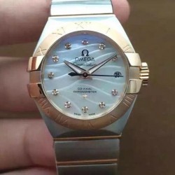 Replica Omega Constellation Double Eagle Lady 27MM Stainless Steel & Rose Gold Pearl Dial Swiss 8520