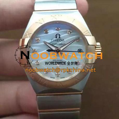 Replica Omega Constellation Double Eagle Lady 27MM Stainless Steel & Rose Gold Pearl Dial Swiss 8520