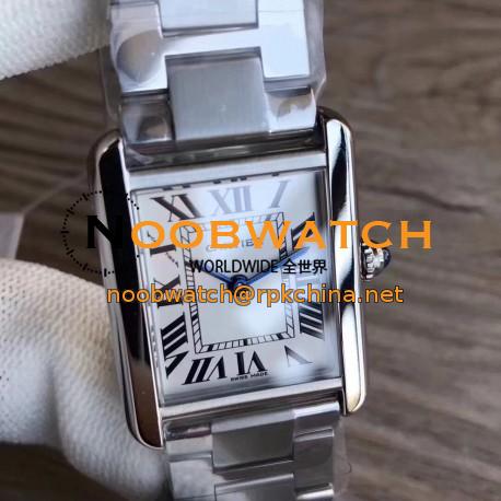 Replica Cartier Tank Solo Ladies 35MM W5200014 GP Stainless Steel Silver Dial Swiss Ronda Quartz