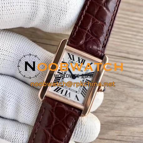 Replica Cartier Tank Solo Ladies 35MM W5200025 TK Rose Gold Silver Dial Swiss Ronda Quartz