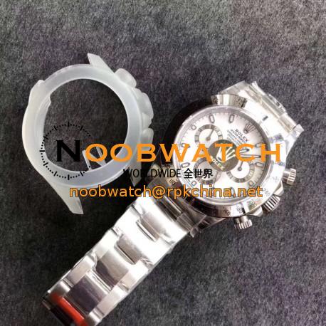 Replica Rolex Daytona Cosmograph 116520 N Stainless Steel 904L White Dial Swiss 4130 Run 6@SEC